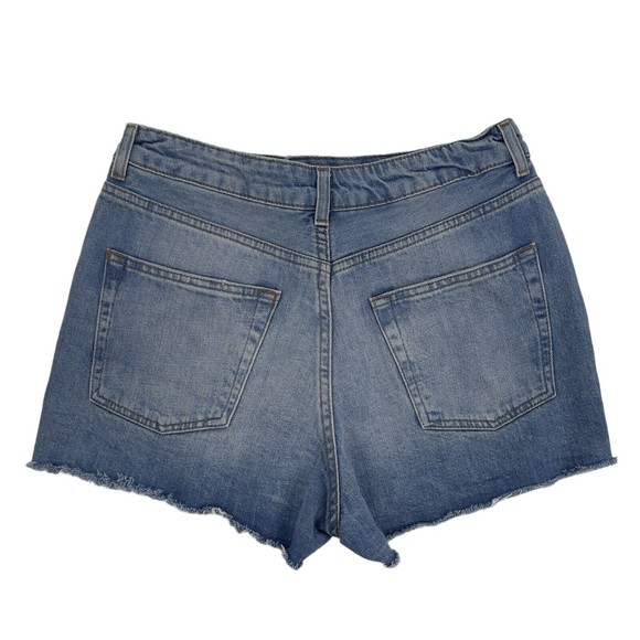 Topshop Moto Womens Cut Off Ripped High Rise Denim Blue Jean Mom Shorts Size 6 - Picture 2 of 9